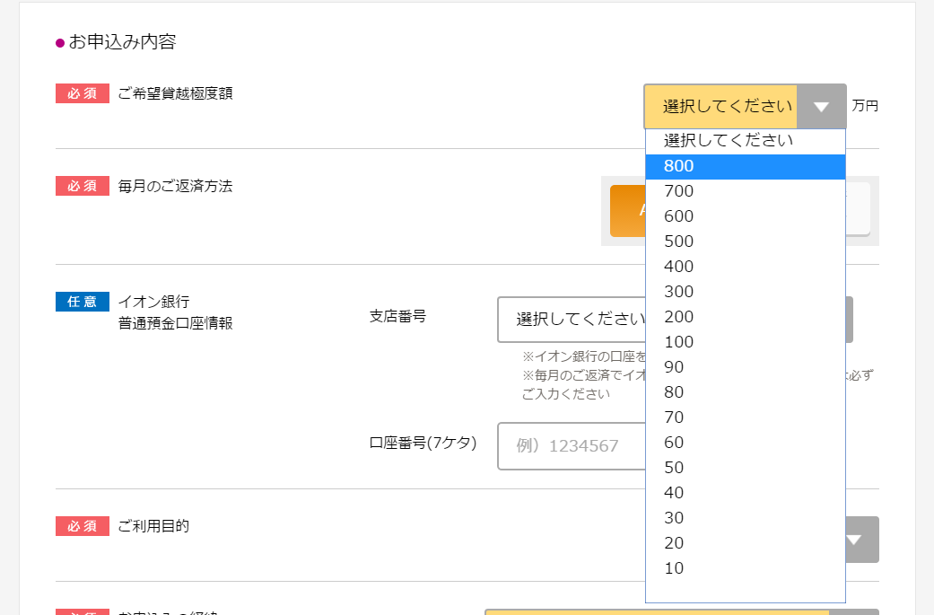 イオン_貸越極度